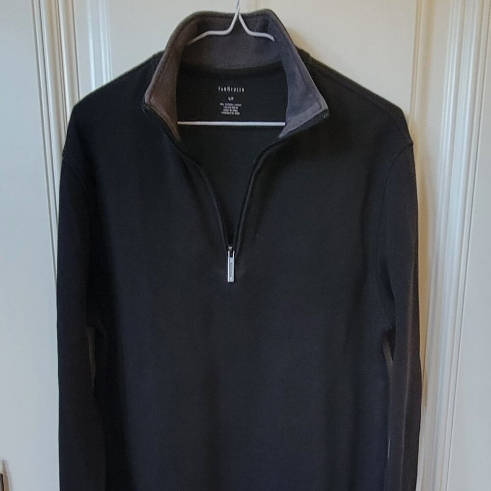 Van Heusen Mens 1/4 Zip Black Cotton Blend Sweater